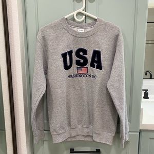Gray USA Washington DC American Flag Sweatshirt SM